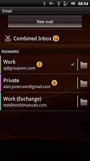 Press and hold the required email account until a pop-up menu is displayed.