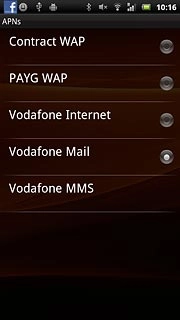 Press the field next to Vodafone Internet to activate the data connection.