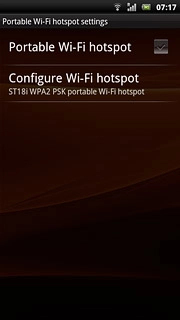Press Portable Wi-Fi hotspot to turn on the Wi-Fi hotspot.