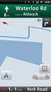 If it's the first time you use the application:Follow the instructions on the display to install voice navigation.The navigation window with information about your route is displayed.The next turn and the next route detail are displayed at the top of the display.