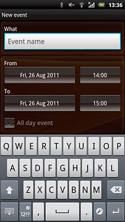 Press Event name and key in a name for the appointment.Follow the instructions on the display to key in more information, such as time, location, reminder and recurrence.
