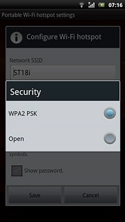 Press Open or WPA2 PSK.