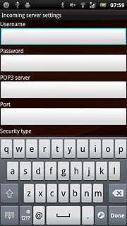 Press the field below Username and key in the username for your email account at your email provider.