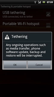 Press OK.An internet connection from your computer via your phone is automatically established.When the connection is established, you can access the internet from your computer.