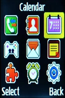 Scroll to Calendar and press the Navigation key.