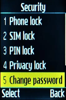 Scroll to Change password and press the Navigation key.