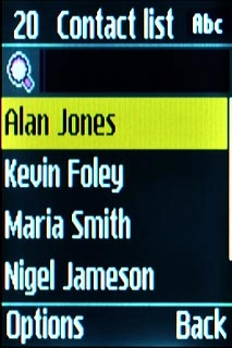 Highlight the required contact and press the Navigation key.