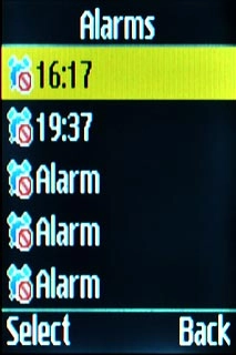 Highlight the required alarm and press the Navigation key.