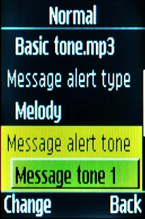 Scroll to Message alert tone and press the Navigation key.