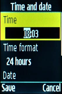 Scroll to Time and key in the time.