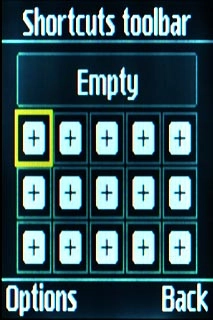 To add a display shortcut:Scroll to + and press the Navigation key.