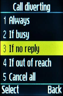 If you chose If no reply in step 2, you need to select a delay for the divert: