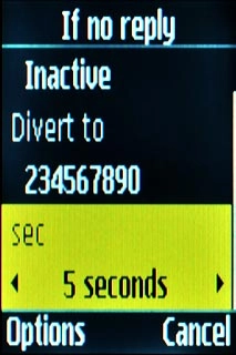 Scroll to sec and press Navigation key right or Navigation key left to select the required duration.