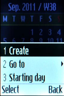 Scroll to Create and press the Navigation key.Key in a subject for the appointment.