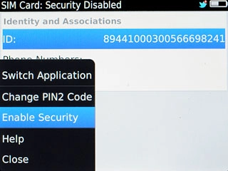 Press Enable Security or Disable Security (depending on the current setting).