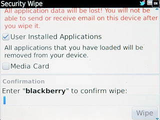 Press the field and key in blackberry