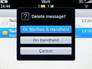 To delete the email message from the server:Press On Mailbox & Handheld.