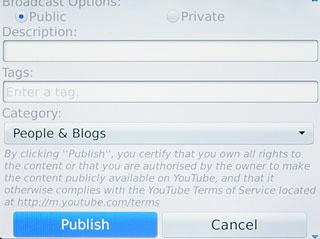 Key in text for the video clip.Press Publish.