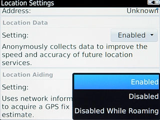Press Enabled, Disabled or Disabled While Roaming.