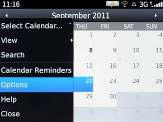 Press Options.Follow the instructions on the display to select the required settings for the calendar.