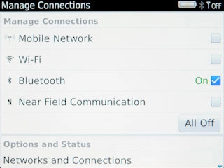 When the box next to the menu item is ticked (V), Bluetooth is turned on.