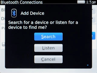Press Search.Your phone now searches for devices and after a moment, a list of Bluetooth devices within range is displayed.