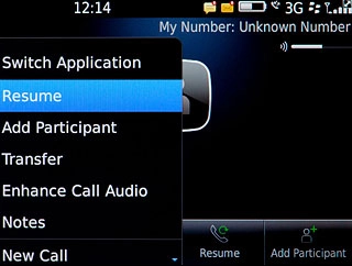 Press Resume to resume the call on hold.