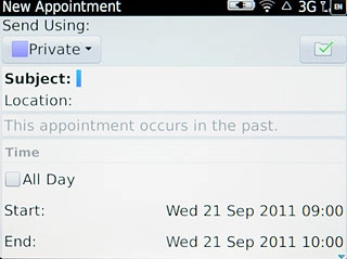 Press the field next to Subject and key in a subject for the appointment.