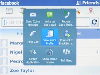 Press View 's Profile.Follow the instructions on the display to view your friends' status updates and contact details.