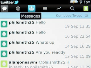 Press the messages icon.