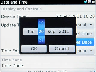 Slide date, month and year up or down to set the date.