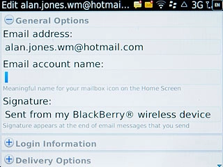 Press the field below Email account name and key in a name for the email account (such as 