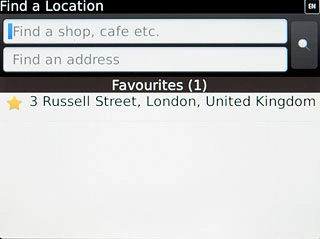 Press Find a shop, cafe etc. or Find an address.