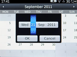 Slide date, month and year up or down to set the date.