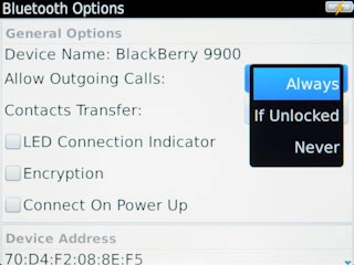 Press the required setting.