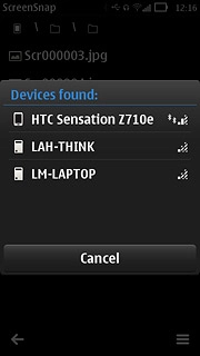 Press the required Bluetooth device.The file is sent.