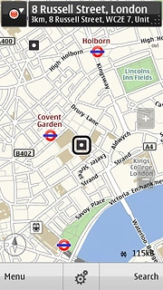 The selected destination is displayed as a point on the map.