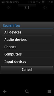 Press All devices or the required device type.Your phone now searches for devices and after a moment, a list of Bluetooth devices within range is displayed.