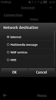 Press the required data connection.