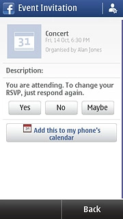 Press Back to return to the list of events.