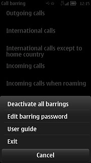 Press Deactivate all barrings.