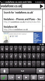 Key in the address of the required web page and press arrow right.