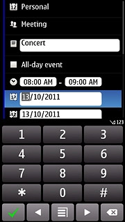 Press the date icon and key in start and end date.Follow the instructions on the display to key in further information.