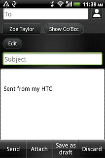 Press Subject.Key in a subject for the email message.