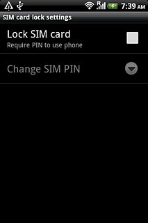 Press Lock SIM card to turn use of PIN on or off.