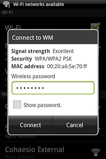 Follow the instructions on the display to select security settings, if required.Press Connect.