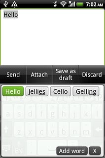Press the required word to insert it.