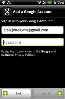 Press Password and key in the password for your Google account.