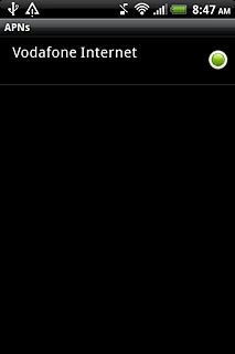 Press the field next to Vodafone Internet to fill in the field.