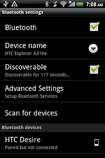 When the box next to the menu item is ticked (V), Bluetooth visibility is turned on.